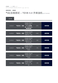 气缸压缩测试 TDV8 4.4 升柴油机