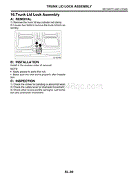 16. Trunk Lid Lock Assembly