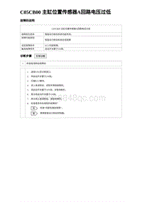 2023海鸥故障诊断 C05CB00 主缸位置传感器A回路电压过低