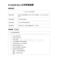 2023海鸥故障诊断 P1A0300 BIC2工作异常故障