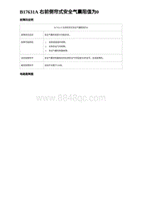 2023海鸥故障诊断 B17631A 右前侧帘式安全气囊阻值为0