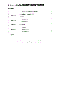 2023宋PLUS DM-i 1.5T发动机 P230600 3点火线圈控制线路低电压故障