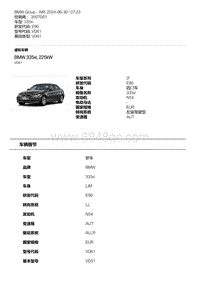 E90底盘335xi BMW 335xi 225kW N54 型号代码 VD61