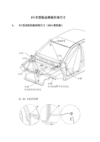 2014全新F3维修手册 F3车型钣金维修车体尺寸-2011款机舱