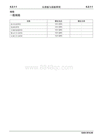 2016睿行M70维修手册 仪表板与面板照明