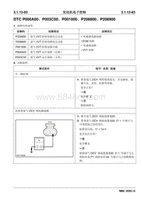 2020睿行M80维修手册 DTC P000A00 P003C00 P001000 P208800 P208900