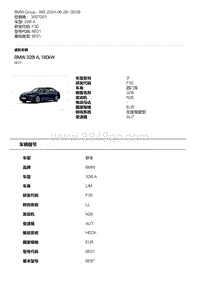 F30底盘 BMW 328I A 180kW N26 型号代码 8E01