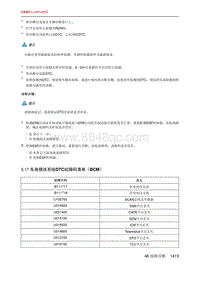 北京X7 PHEV 5.17 车身模块系统DTC故障码清单（BCM）