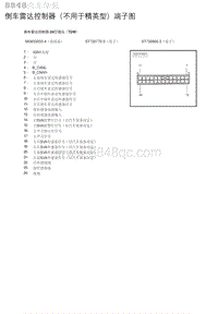 2018-2019北京BJ20倒车雷达控制器（不用于精英型）端子图