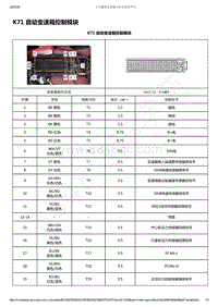 2019-2020年款新宝骏RS-7电路图-K71 自动变速箱控制模块