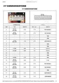 2019-2020年款新宝骏RS-7电路图-A97 变速箱高低档变速杆控制器