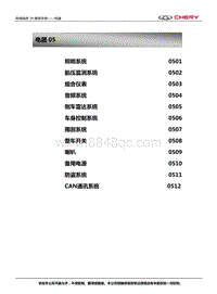 2017-2022年瑞虎3X维修手册-05电器目录