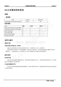 2019年长安CS85 COUPE维修手册-4.2.3多媒体控制系统