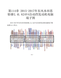  2015-2017年东风本田思铂睿2.4L K24V4自动挡发动机电脑端子图