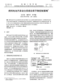 燃料电池汽车动力系统功率平衡控制策略