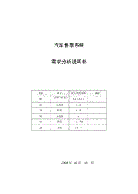 汽车售票系统_需求分析说明书