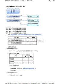 2016年广汽本田九代雅阁故障代码VSA DTC 故障排除 12-14, 14-14, 16-14, 18-14