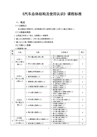 《汽车总体结构及使用认识》课程标准