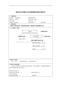 冠东车灯有限公司品保部部长职位说明书