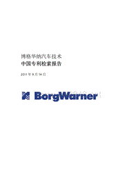 博格华纳汽车技术中国专利检索报告