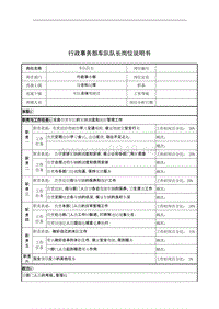 奥康集团行政事务部车队队长岗位说明书