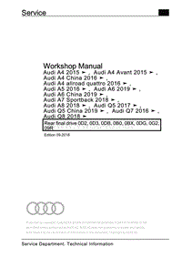 奥迪A6 C8维修手册 –后部终传动0D2、0D3、0DB，0B0、0BX，0DG，0G2、09R