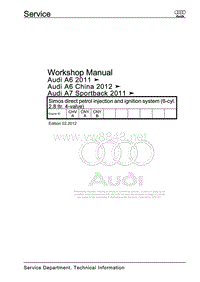 奥迪A7（4G，4GA，4GE）– Simos直接汽油喷射和点火系统维修手册（6缸2.8升4气门）