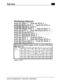 奥迪A7（4G，4GA，4GE）–维修4缸发动机，2.0升。4阀TFSI维修手册（EA 888，Gen.III）