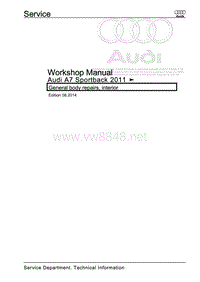 奥迪A7（4G，4GA，4GE）–车身一般修理维修手册，内部