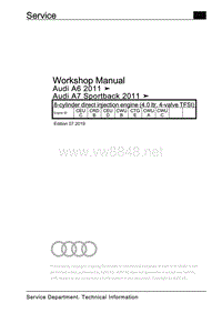 奥迪A7（4G，4GA，4GE）– 8缸直喷发动机维修手册（4.0升4气门TFSI）