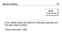 奥迪全系自学手册（SSP）：2.0 ltr. 85kW engine