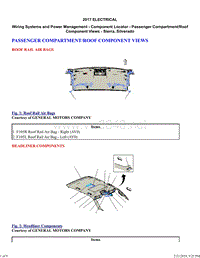 2016-2018 Silverado Sierra –线路系统和电源管理-部件定位器-乘客席车顶部件视图