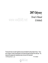 2007年本田车主手册 odyssey