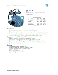 ZF船用驱动变速器DS-ZF_301_A data sheet