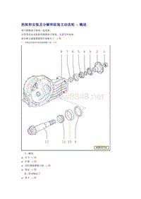 奥迪A6L C6原厂维修手册之传动装置：拆卸和安装及分解和组装主动齿轮 - 概述