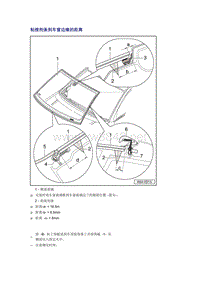 奥迪A6L C6原厂维修手册之车身：粘接剂条到车窗边缘的距离