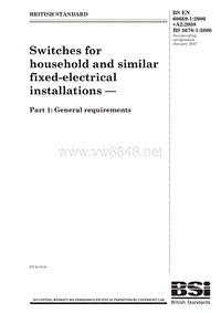 BS EN 60669-1-2008 Switches for household and similar fixed-electrical installations — Part 1 General requirements