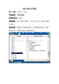 长安福特福新福翼虎 C520(1.5AT)- ABS灯长亮